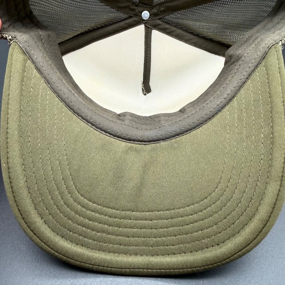 Vintage Trucker Hat Cap Mesh Snapback Rope Cord Green Tan Puffy Letters Rose - Picture 7 of 9